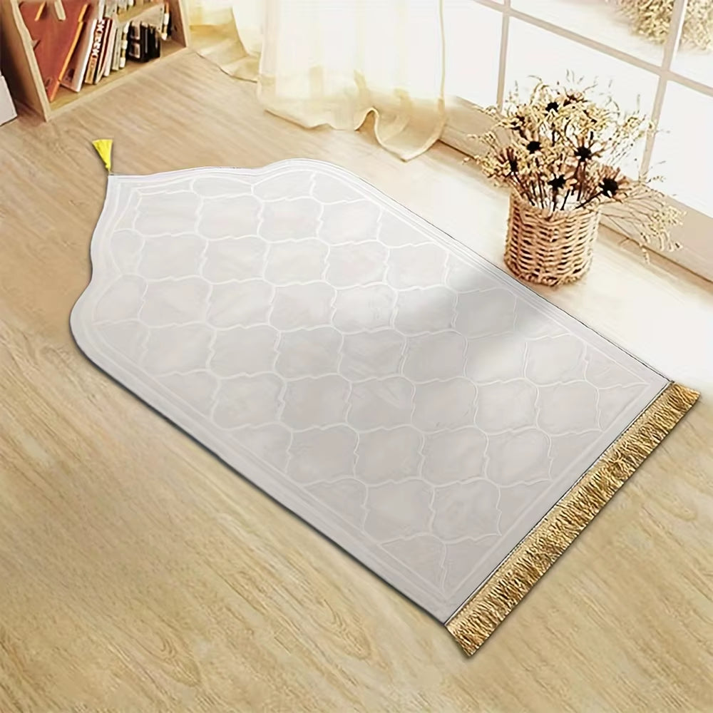 Thickened Printed Prayer Mat Plush with Tassel Flannel Irregular Prayer Mat