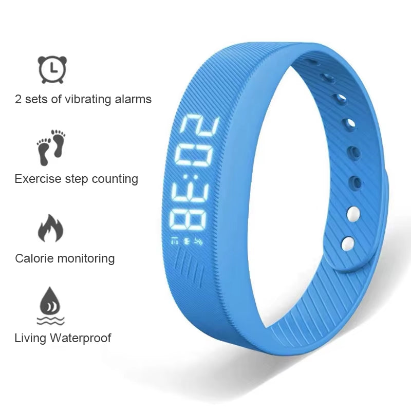 Smart Bracelet LED Digital Waterproof Smart Clock Smartband with Running Pedometer Monitor Smart Band Vibration Alarm Reminder